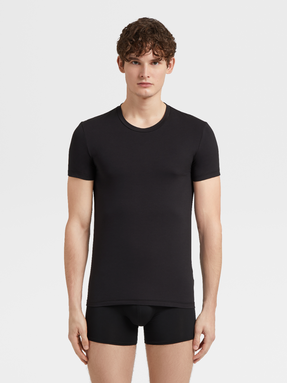 黒 ストレッチコットン Tシャツ